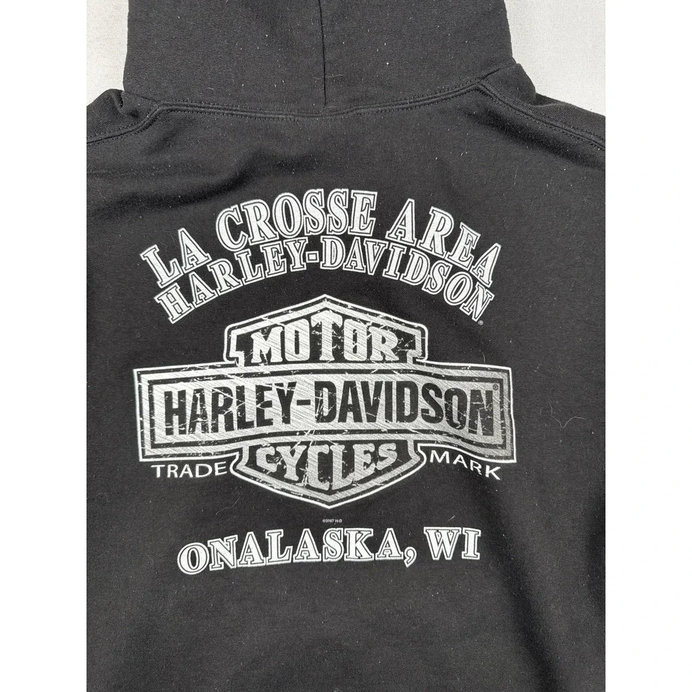 Harley Davidson Flames Hoodie Small Black Live Free Ride Free Onalaska WI